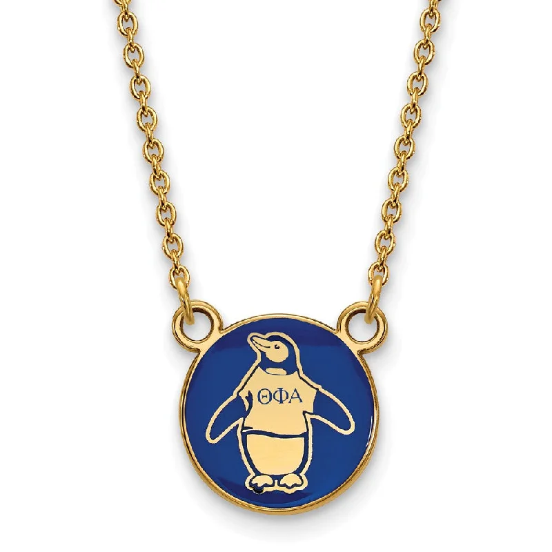 Ladies necklaces with horse pendants -14K Plated Silver Theta Phi Alpha Small Enamel Mascot Necklace