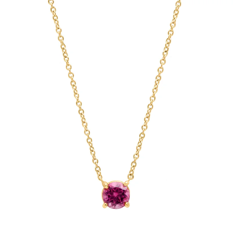 Ladies necklaces with crystals -Pink Topaz Round necklace