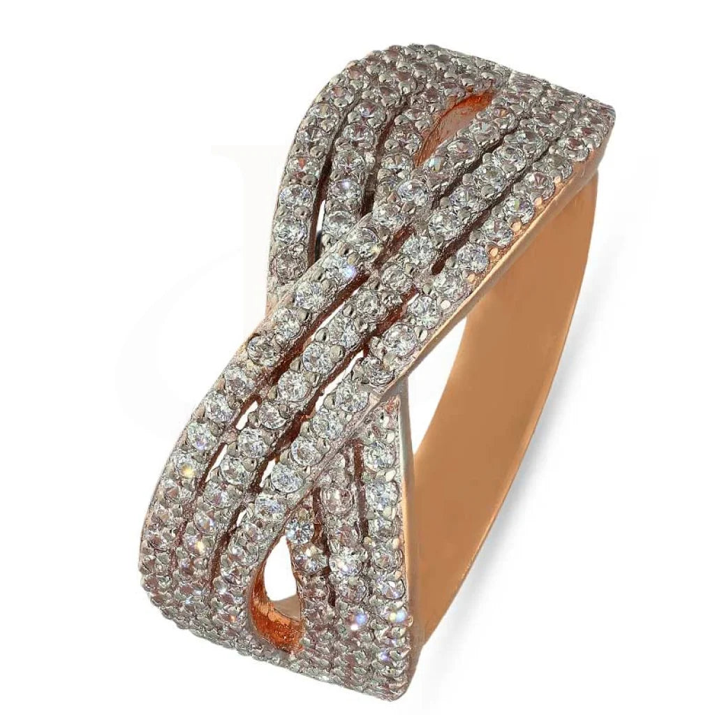 ladies-emerald-cut-gold-rings-Sterling Silver 925 Rose Gold Plated Spiral Shaped Ring - FKJRNSL2907