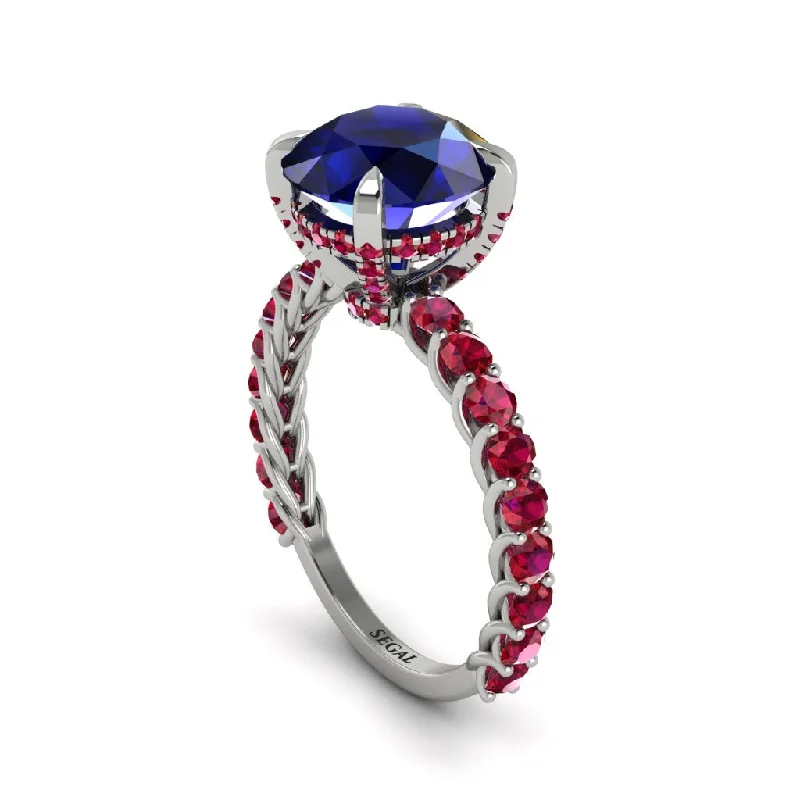 engagement-luxury-platinum-ring-Sapphire Twisted Band Halo Engagement Ring - Avianna No. 60