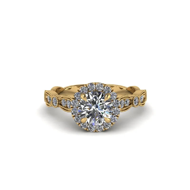 engagement-heart-rose-gold-ring-Round Cut Diamond Radiant Eternity Engagement Ring - Kamryn No. 1