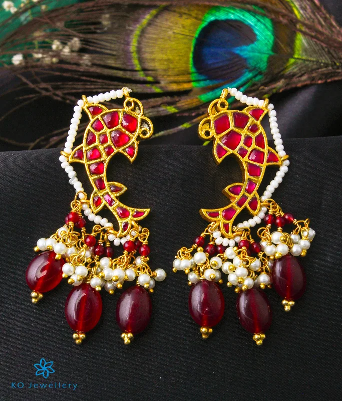 ladies-diamond-stud-earrings-The Hayaa Silver Kundan Earrings