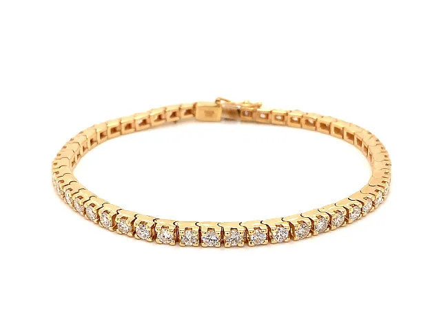 Ladies bracelets with colt charms -4.00 Carat Diamond Tennis Bracelet 14K Yellow Gold Round Diamonds F-G, SI1 6.75"