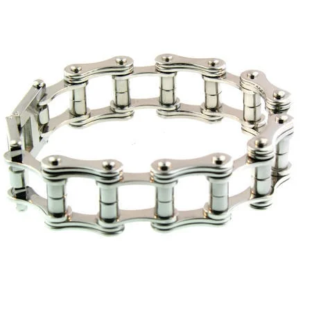 Ladies bracelets for road adventures -Stainless Steel Bike Chain Bracelet / WCB1004