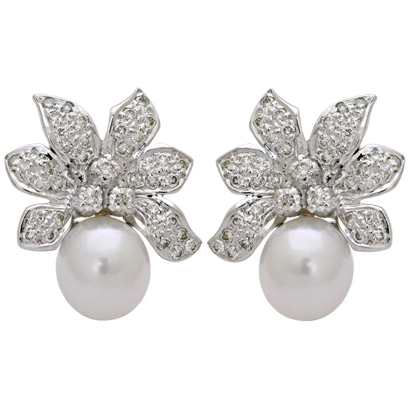 ladies-custom-silver-earrings-Earrings-South Sea Pearl and Diamond