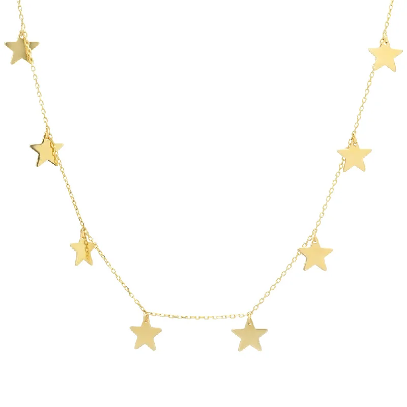 Ladies necklaces for mavericks -14k Multi star necklace