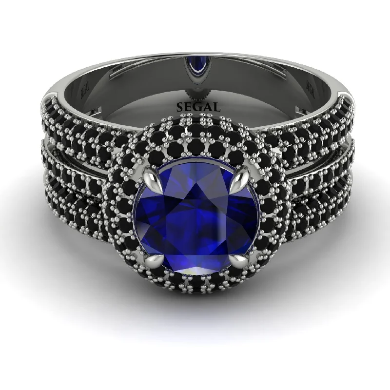 engagement-wedding-diamond-ring-Sapphire Halo Luxury Pave Engagement Ring - Sierra No. 45