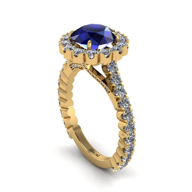 engagement-luxury-diamond-ring-Round Cut Sapphire Timeless Splendor Engagement Ring - Jazlyn No. 13