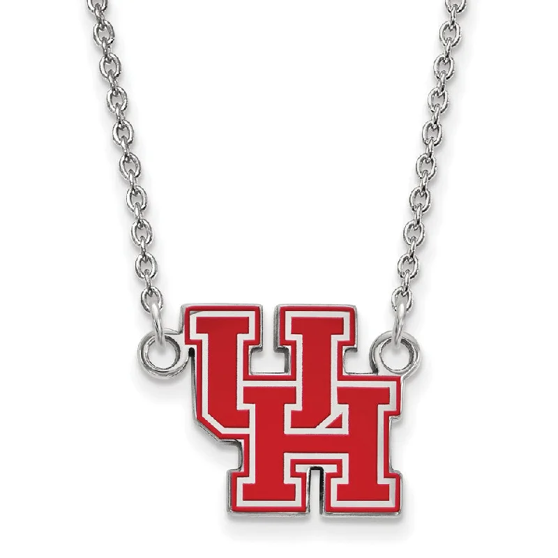 Ladies necklaces for dancers -Sterling Silver U of Houston Small Enamel Pendant Necklace