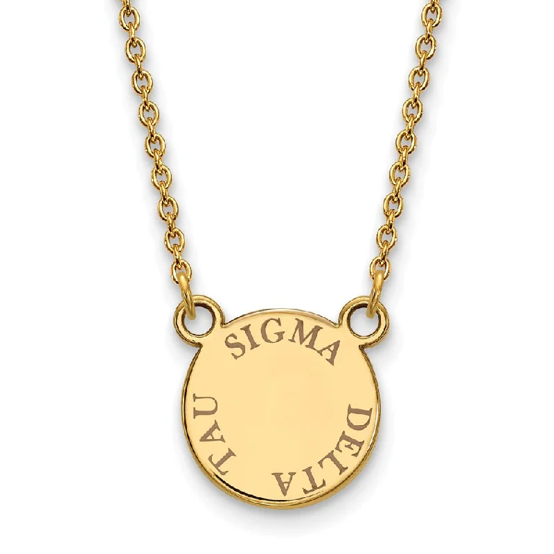 Ladies necklaces with topaz -14K Plated Silver Sigma Delta Tau Small Brown Enamel Necklace