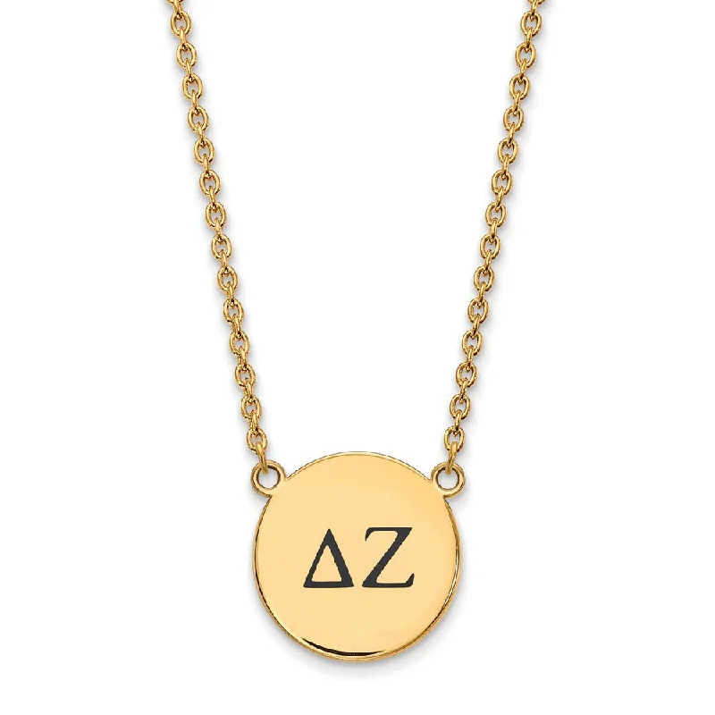 Ladies necklaces with sunstone -14K Plated Silver Delta Zeta Large Enamel Greek Letters Necklace