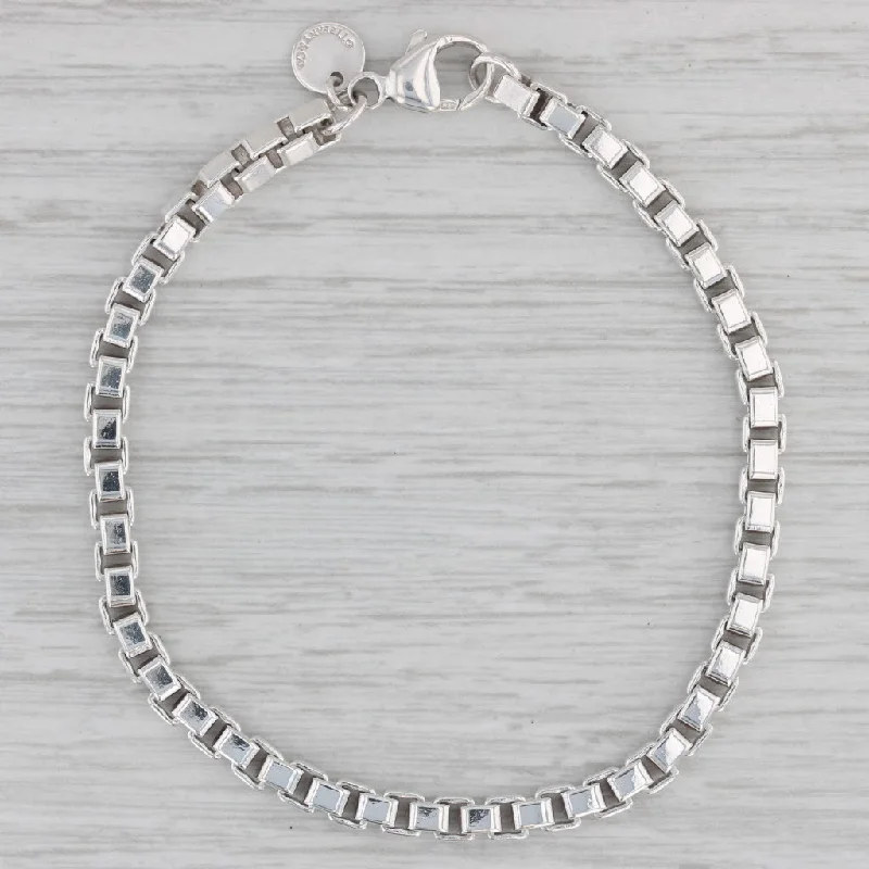 Ladies bracelets with glass beads -Tiffany & Co Venetian Box Chain Bracelet Sterling Silver 7.5" 4mm