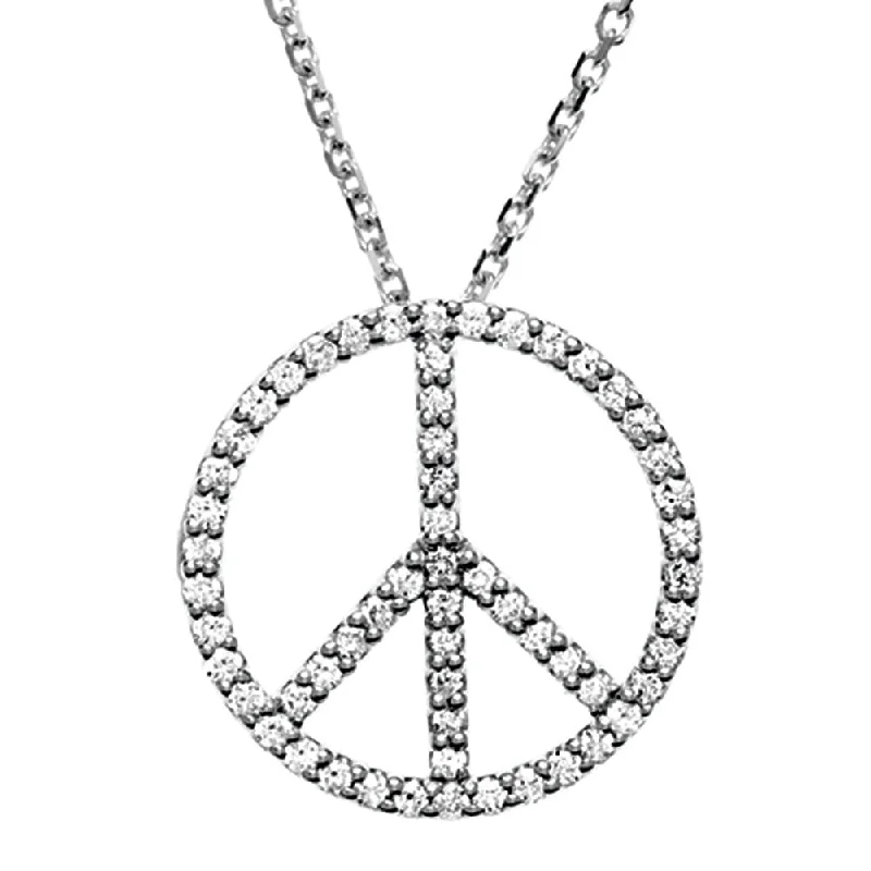 Ladies necklaces with deer pendants -1/3 Carat Diamond Peace Sign Necklace in Platinum