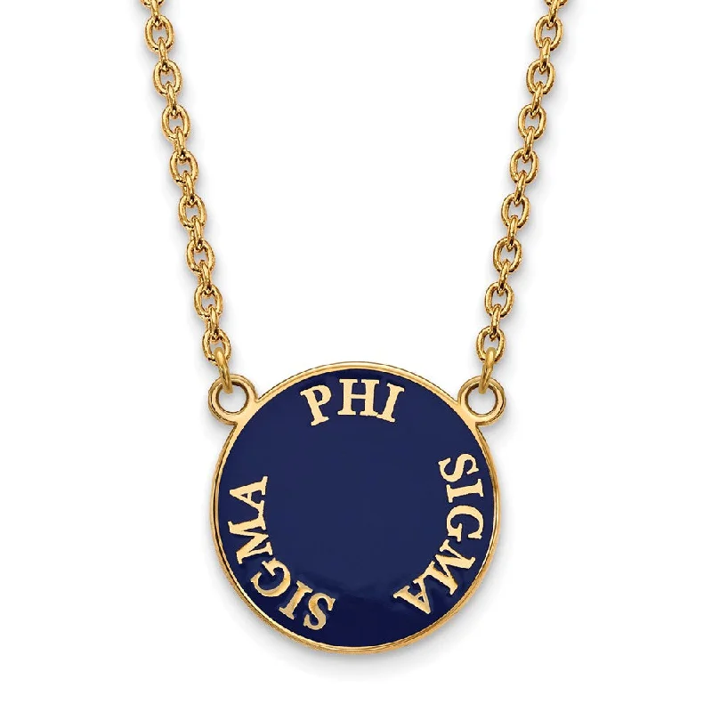 Ladies necklaces with opal -14K Plated Silver Phi Sigma Sigma Large Enamel Disc Necklace