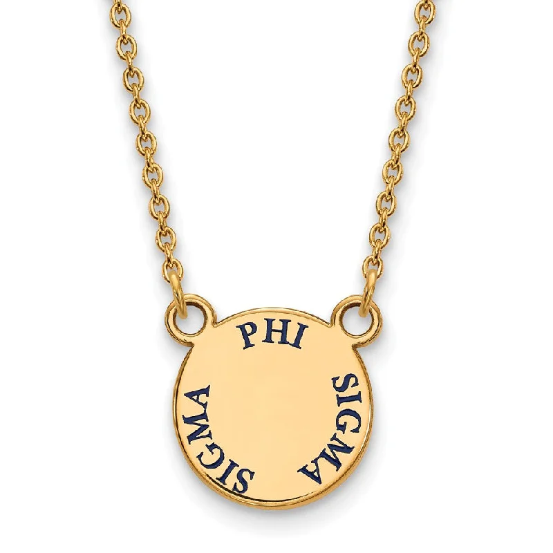 Ladies necklaces for casual outfits -14K Plated Silver Phi Sigma Sigma Small Blue Enamel Necklace