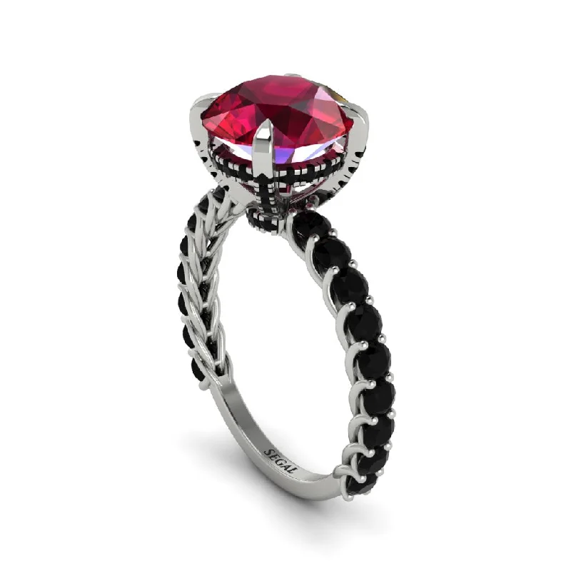 engagement-custom-diamond-ring-Ruby Twisted Band Halo Engagement Ring - Avianna No. 42