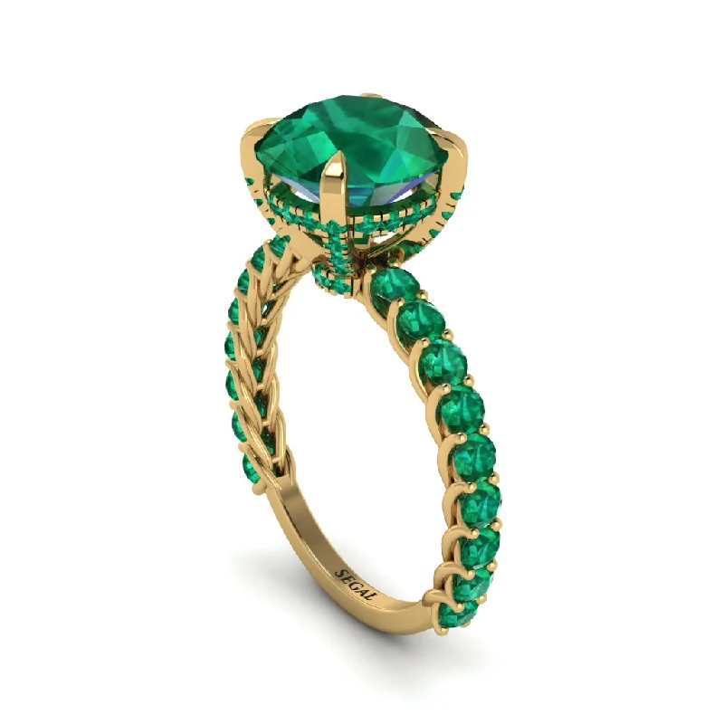 engagement-white-gold-custom-ring-Emerald Twisted Band Halo Engagement Ring - Avianna No. 19