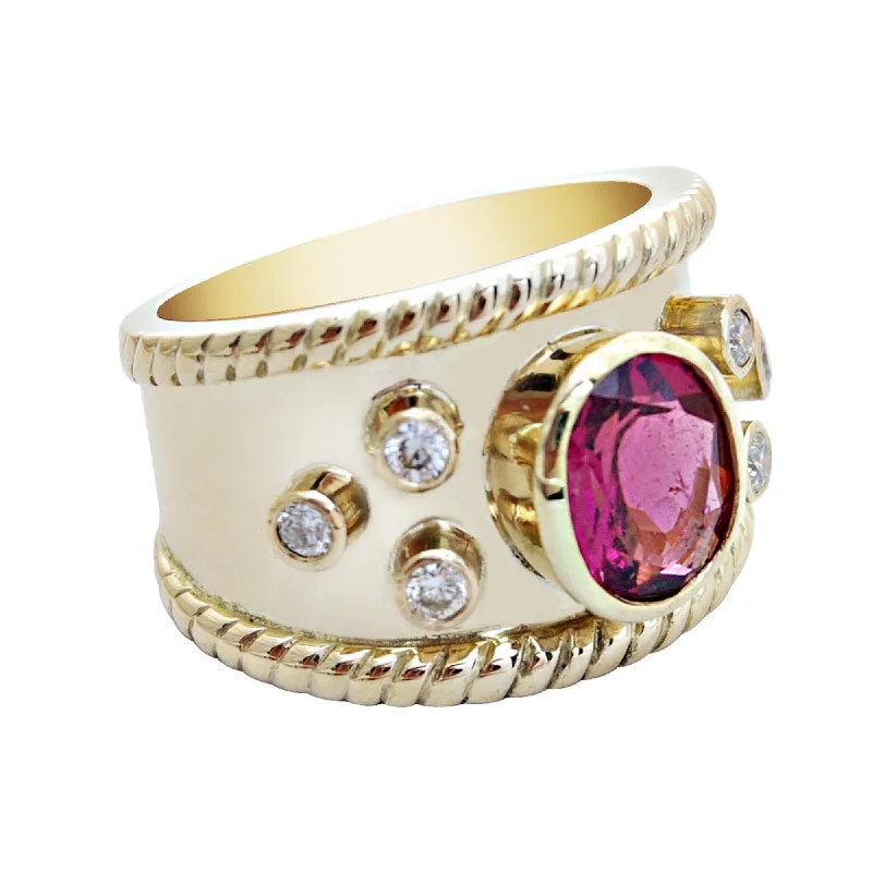 ladies-name-rose-gold-rings-Ring-Rubellite and Diamond  (1745N)