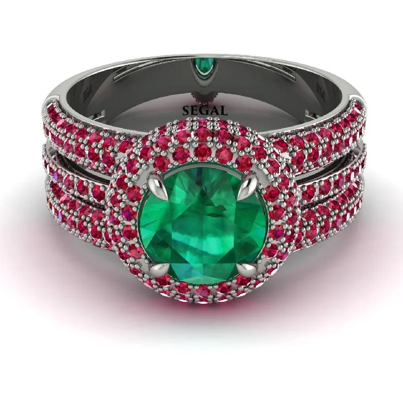 engagement-emerald-vintage-ring-Emerald Halo Luxury Pave Engagement Ring - Sierra No. 51