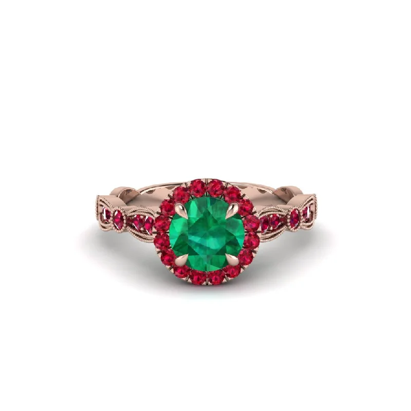 engagement-oval-platinum-ring-Round Cut Emerald Radiant Eternity Engagement Ring - Kamryn No. 50