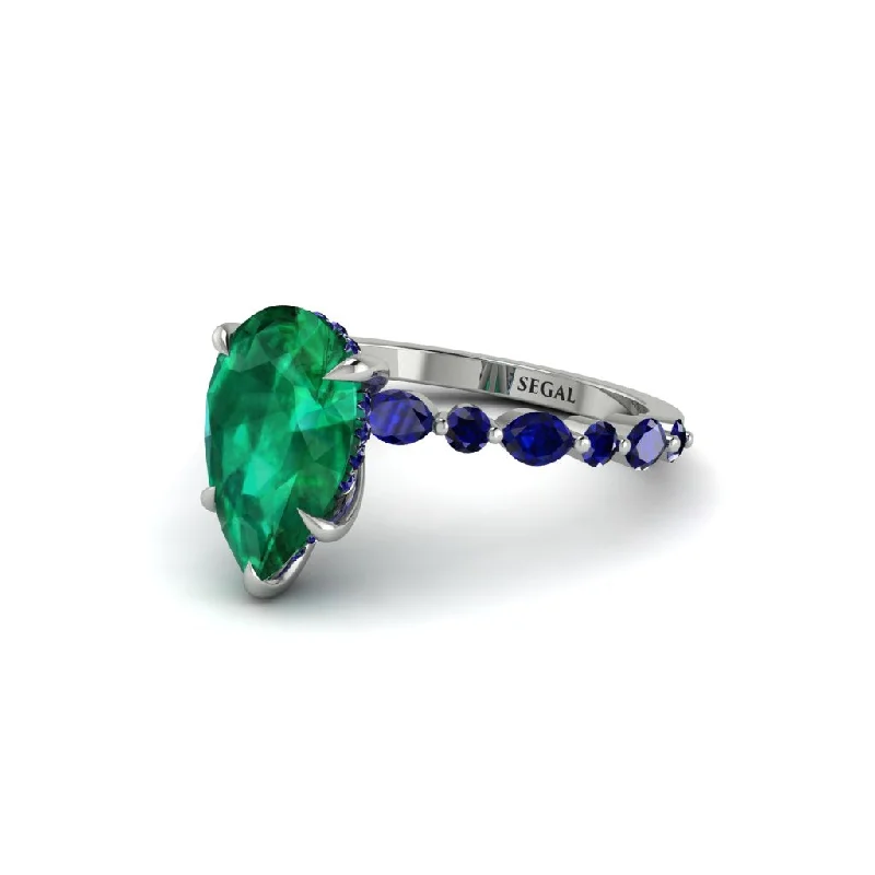 engagement-princess-cut-sapphire-ring-Pear-Cut Emerald Halo Engagement Ring - Nylah No. 66