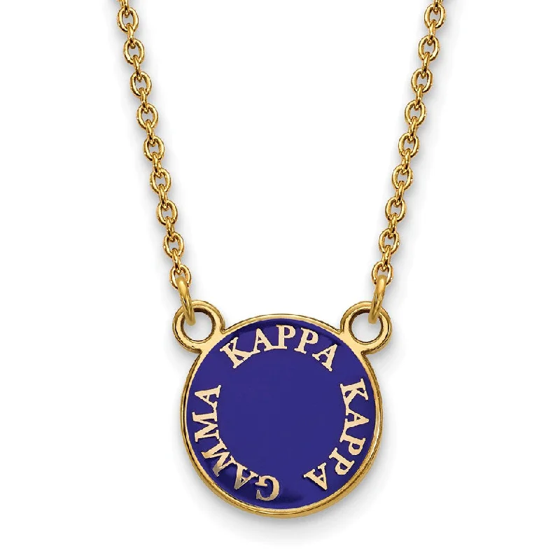 Ladies necklaces modern chains -14K Plated Silver Kappa Kappa Gamma Small Enamel Disc Necklace