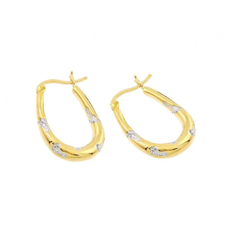 ladies-classic-pearl-earrings-Clearance-Silver 925 Gold Plated Foot Print CZ Inlay Hoop Earrings BGE00120