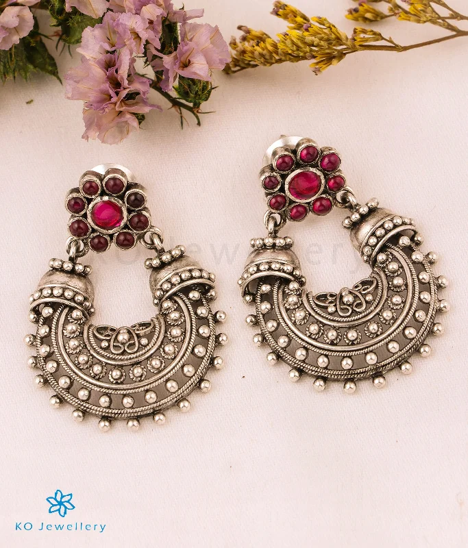 ladies-modern-pearl-earrings-The Hritika Silver Chand-bali Earrings(Oxidised)