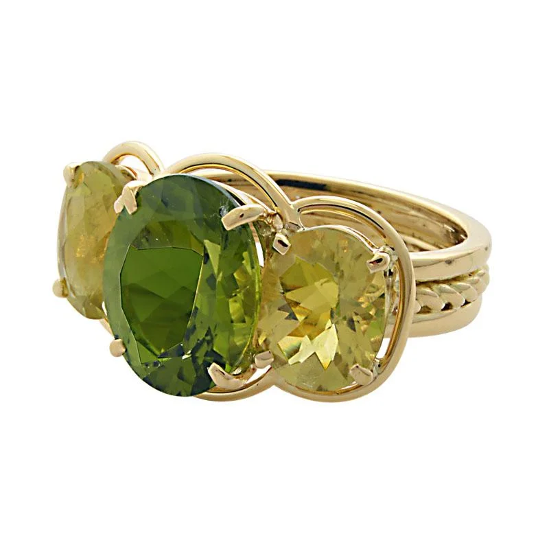 ladies-simple-pearl-rings-Ring-Peridot and Lemon Quartz  (1916R)