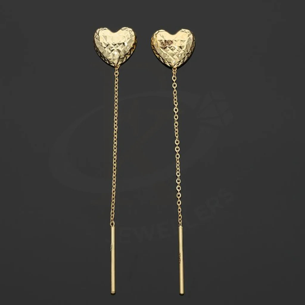 ladies-elegant-silver-earrings-Gold Heart Shaped Tic-Tac Earrings 18KT - FKJERN18K2447