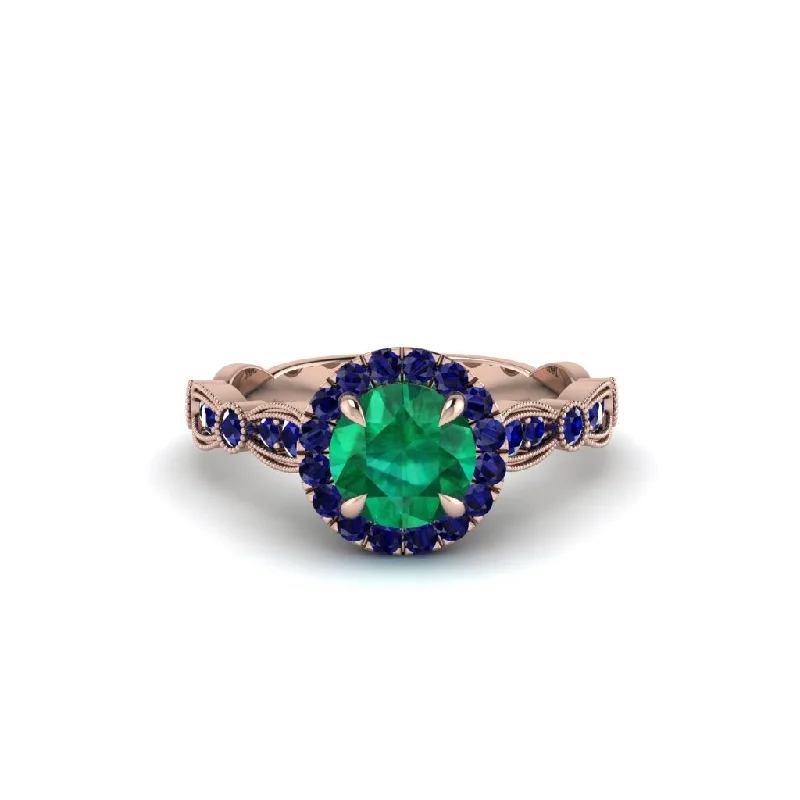 engagement-wedding-diamond-ring-Round Cut Emerald Radiant Eternity Engagement Ring - Kamryn No. 65