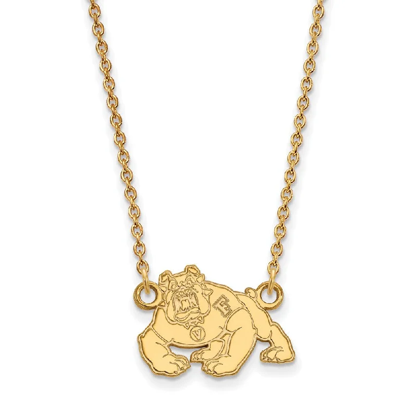 Ladies necklaces for singers -14k Gold Plated Silver Cal State Fresno Small Pendant Necklace