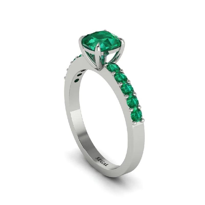 engagement-wedding-gold-ring-Cushion-Cut Emerald Classic Elegance Engagement Ring - Demi No. 21