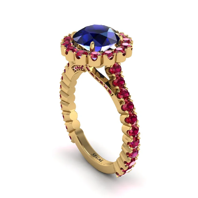 engagement-unique-rose-gold-ring-Round Cut Sapphire Timeless Splendor Engagement Ring - Jazlyn No. 58