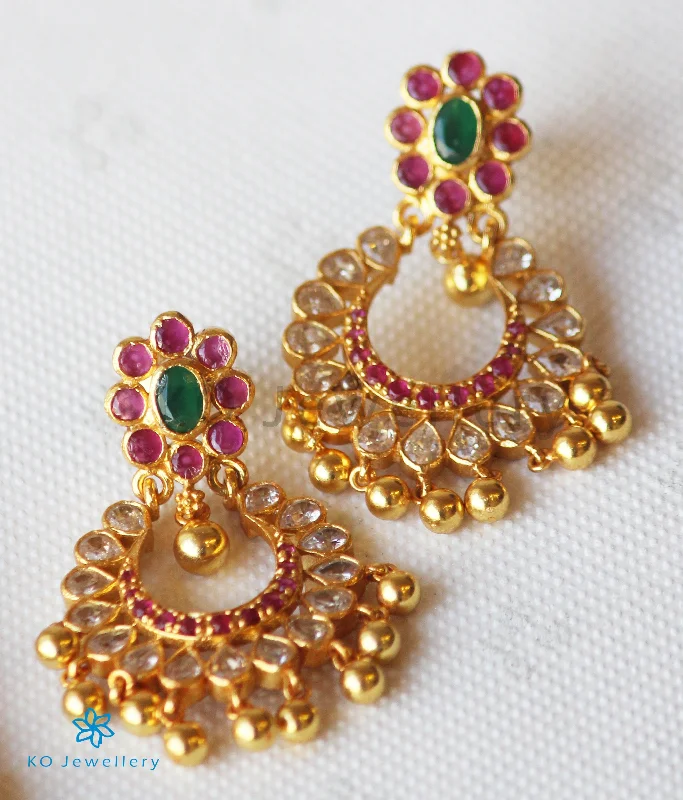 ladies-artisan-rose-gold-earrings-The Padmavat Silver Chand Bali Earrings (White)