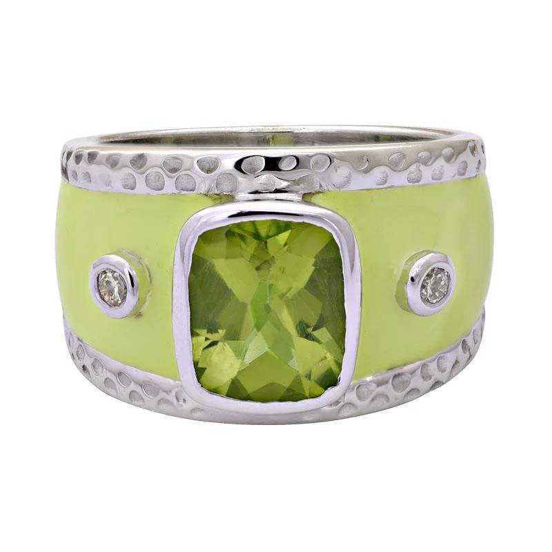 ladies-emerald-vintage-rings-Ring-Peridot and Diamond (Enamel)  (222QS)