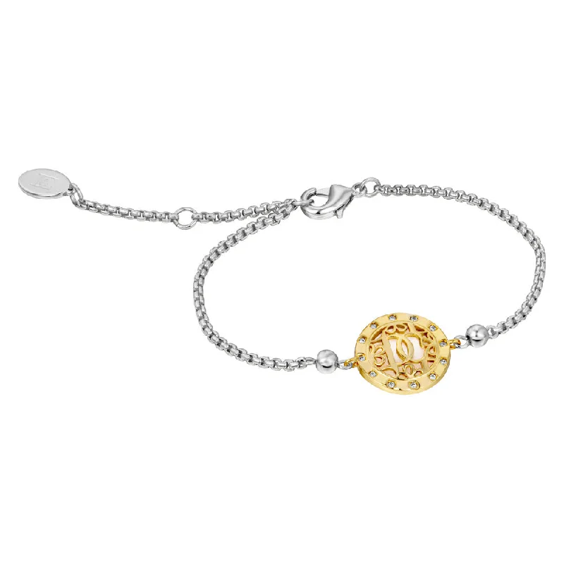 Ladies bracelets with streak charms -Women Two Tone Bracelet