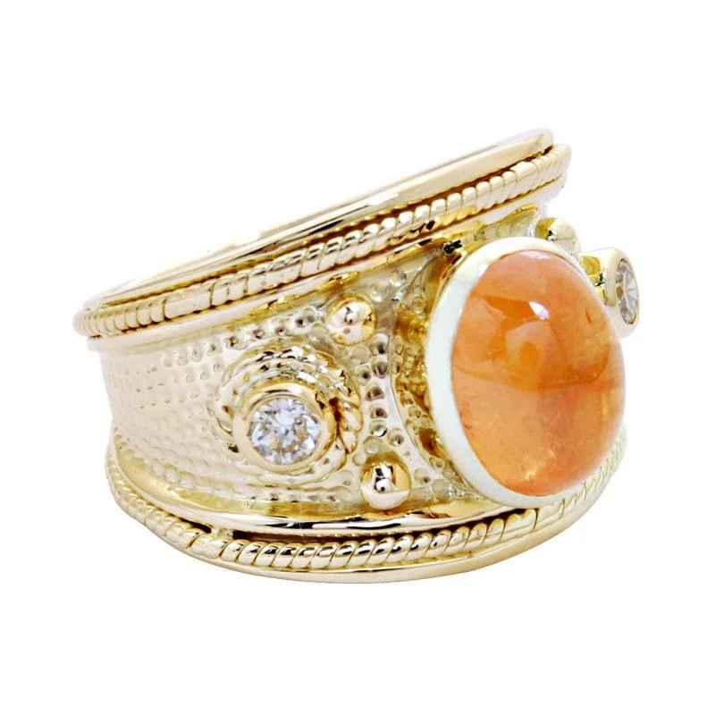 ladies-princess-cut-gold-rings-Ring-Orange Garnet and Diamond  (1824K)