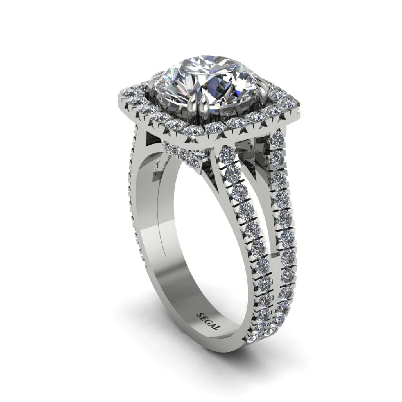 engagement-radiant-cut-diamond-ring-Diamond Pave Split Shank Engagement Ring - Averie No. 3