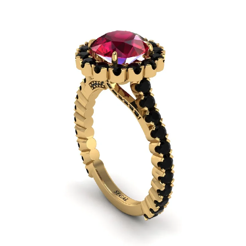 engagement-modern-rose-gold-ring-Round Cut Ruby Timeless Splendor Engagement Ring - Jazlyn No. 40