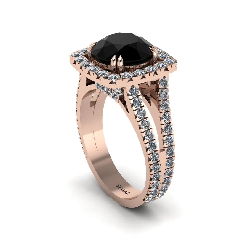 engagement-pearl-promise-ring-Black Diamond Pave Split Shank Engagement Ring - Averie No. 8