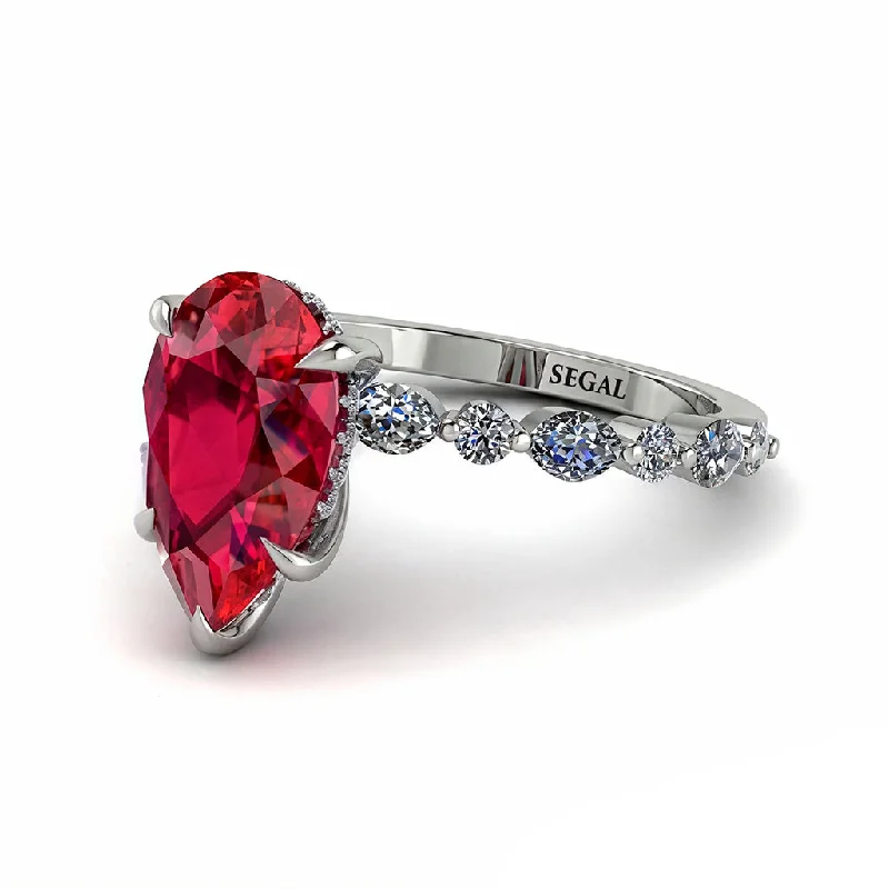 engagement-white-gold-unique-ring-Pear-Cut Ruby Halo Engagement Ring - Nylah No. 12