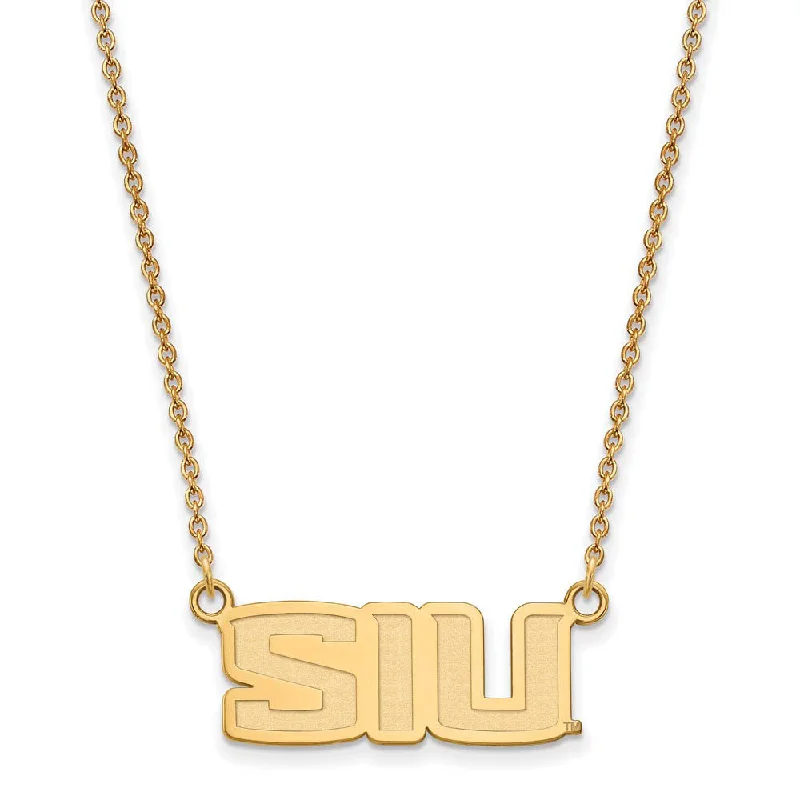 Ladies necklaces chic chains -14k Gold Plated Silver Southern Illinois U Small Pendant Necklace