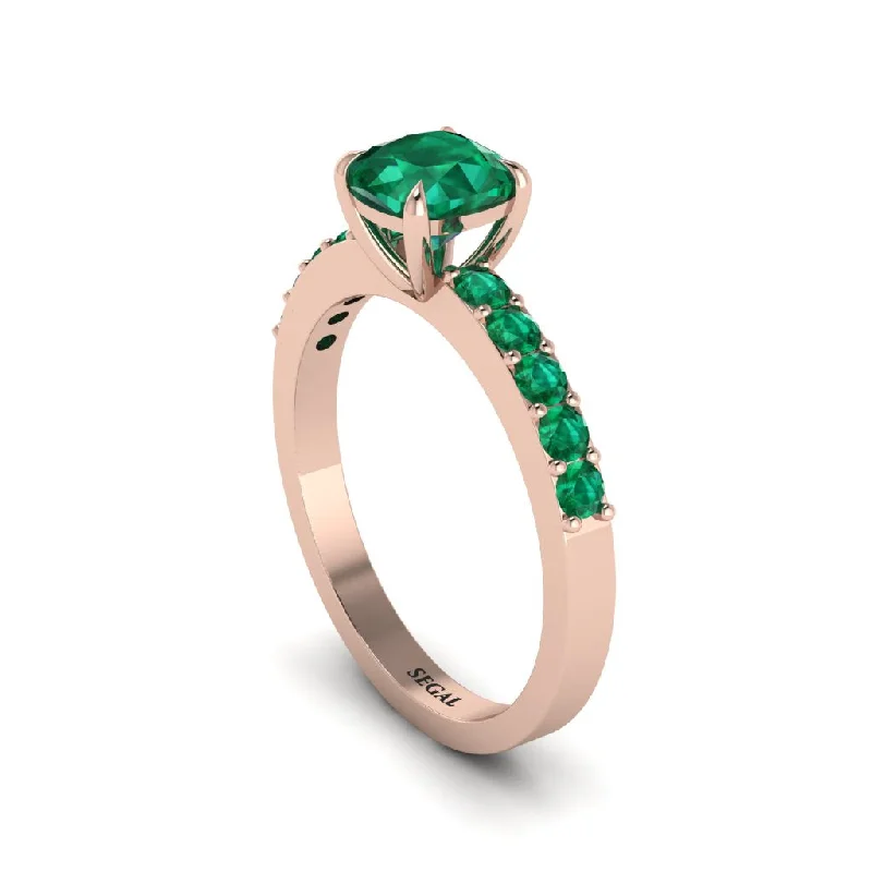 engagement-elegant-emerald-ring-Cushion-Cut Emerald Classic Elegance Engagement Ring - Demi No. 20