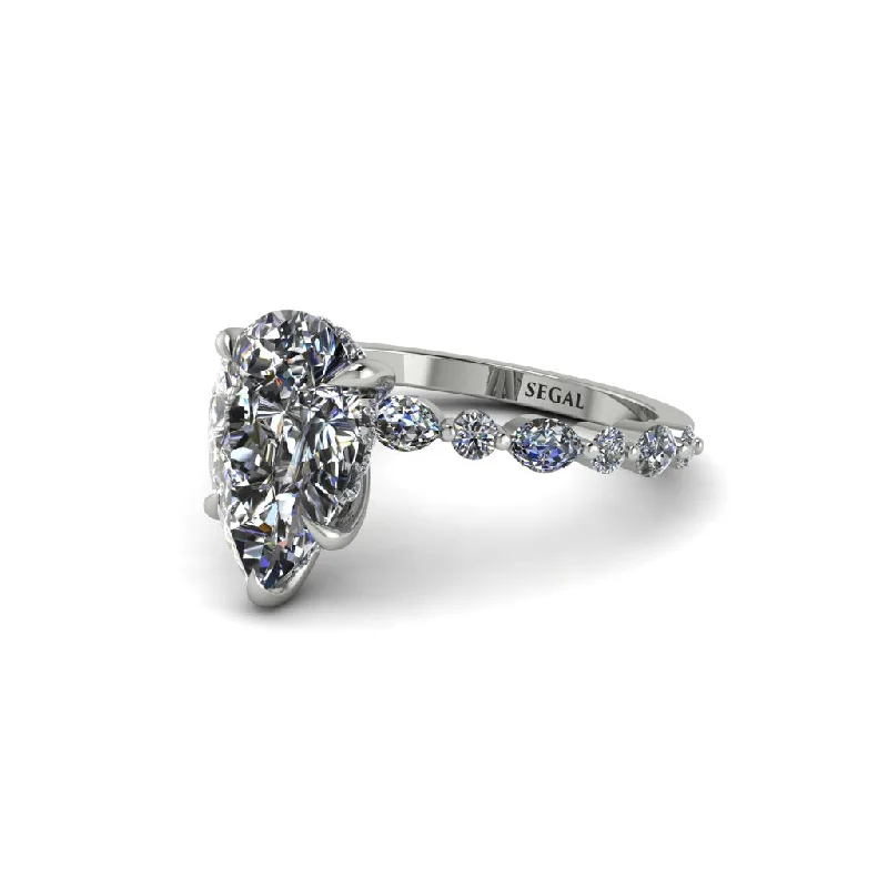 engagement-elegant-silver-ring-Pear-Cut Diamond Halo Engagement Ring - Nylah No. 3