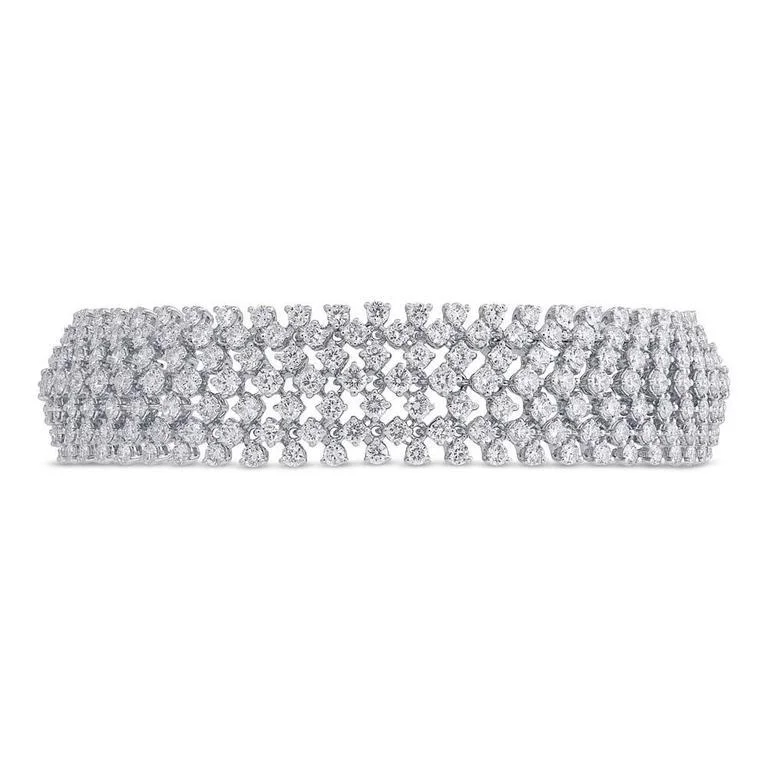 Ladies bracelets for chic outfits -18K White Gold Diamond Tennis Bracelet