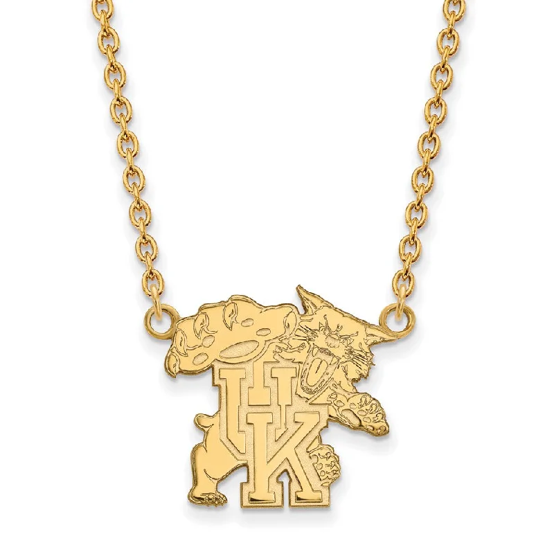 Ladies necklaces with lepidolite -14k Gold Plated Silver U of Kentucky Wildcat UK Pendant Necklace