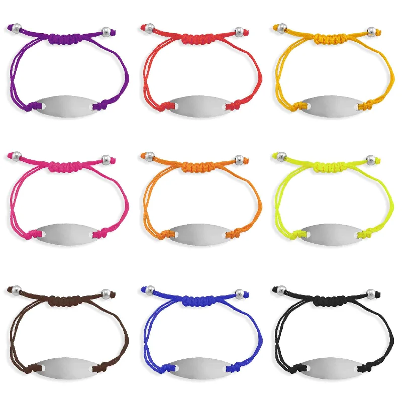 Ladies bracelets with glow charms -Engravable Oval ID Friendship Bracelet / OB0001