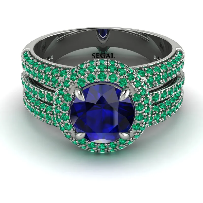 engagement-modern-diamond-ring-Sapphire Halo Luxury Pave Engagement Ring - Sierra No. 30