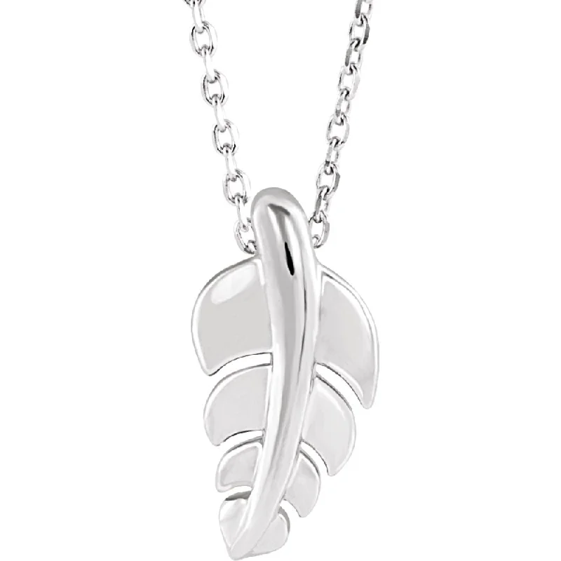 Ladies necklaces elegant style -Sterling Silver Small Vertical Leaf Necklace, 16-18 Inch